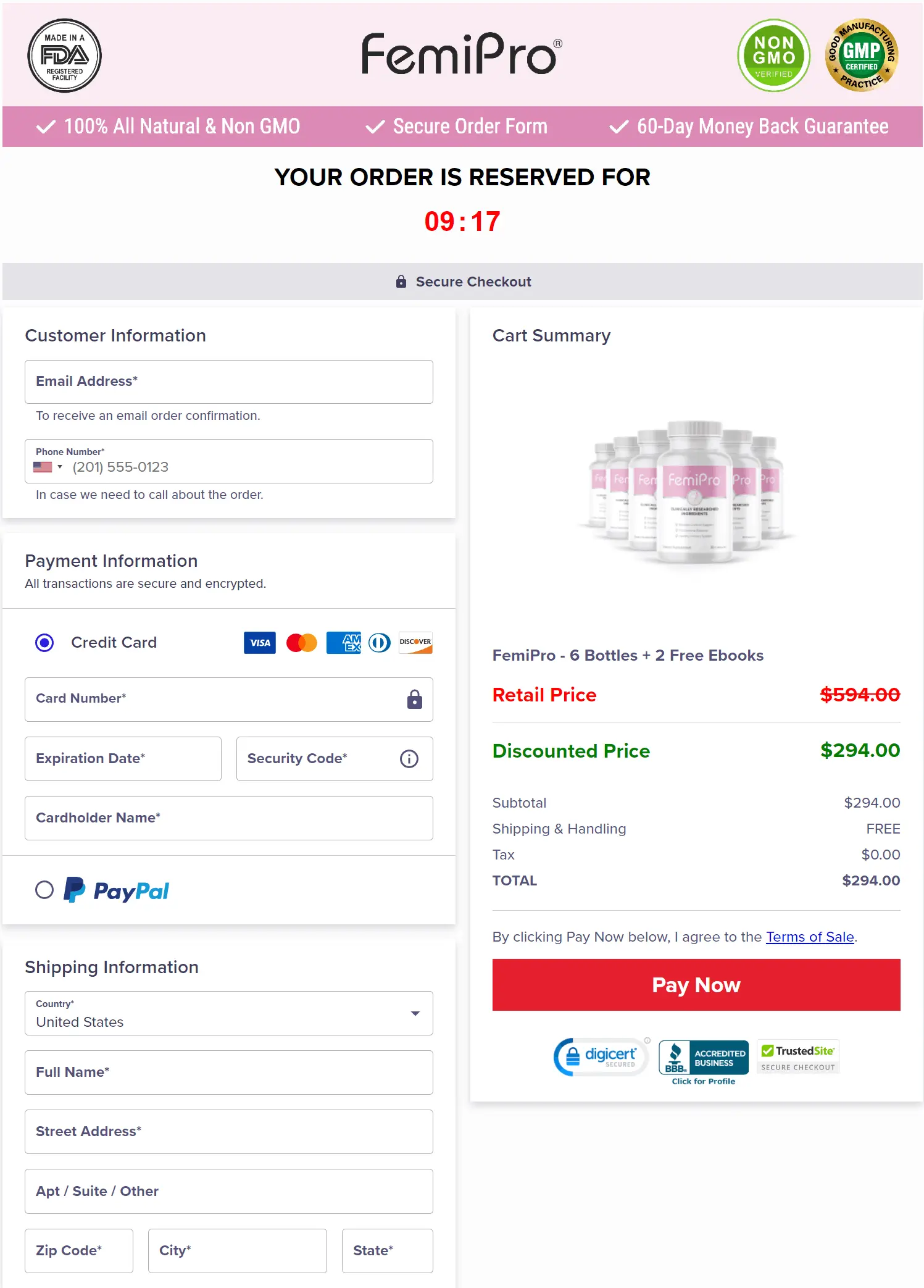 FemiPro buy now button 